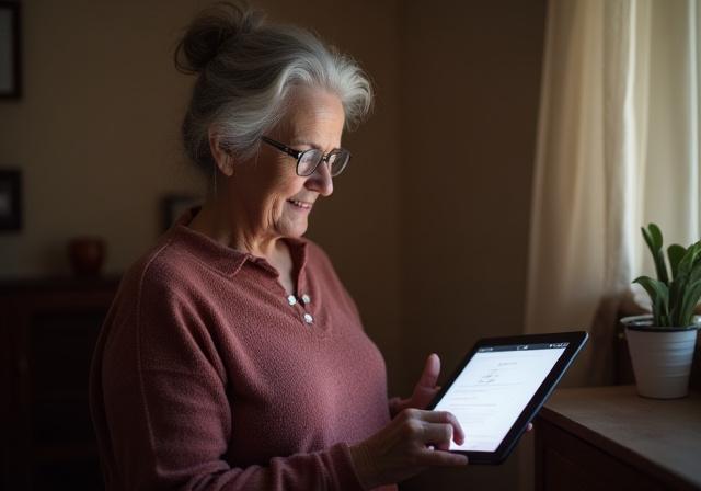 Šťastná osoba kontrolujúca svoj pokrok v zdraví na tablete